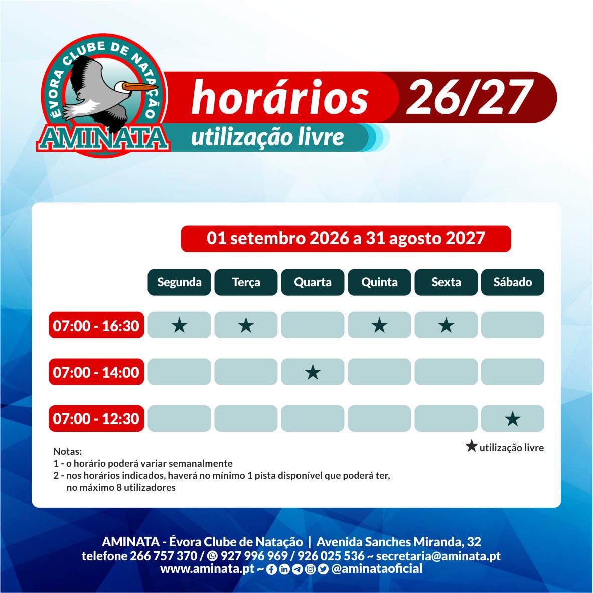 Horário Utilização Livre