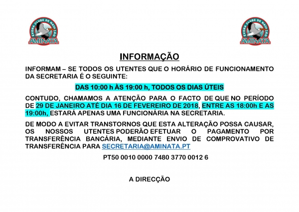 Alteração provisória ao horário de funcionamento da Secretaria