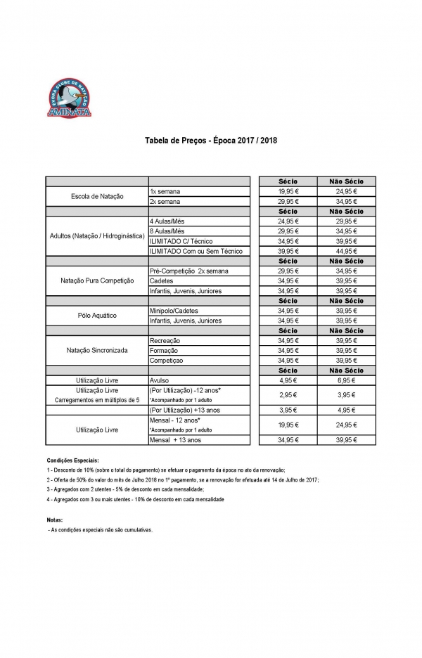 Renovação de inscrição para a época 2017/2018 - Prolongamento de Prazo