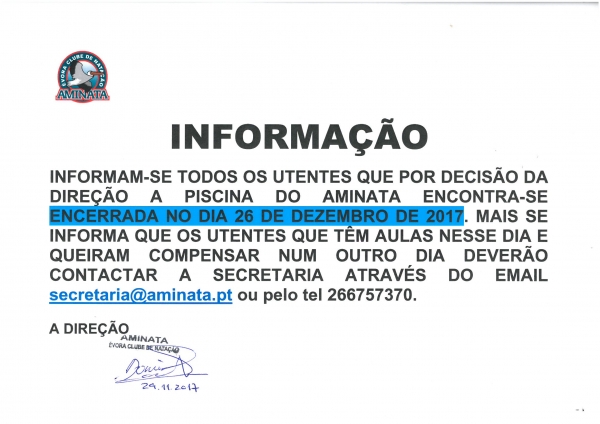 Informação aos Sócios e Utentes